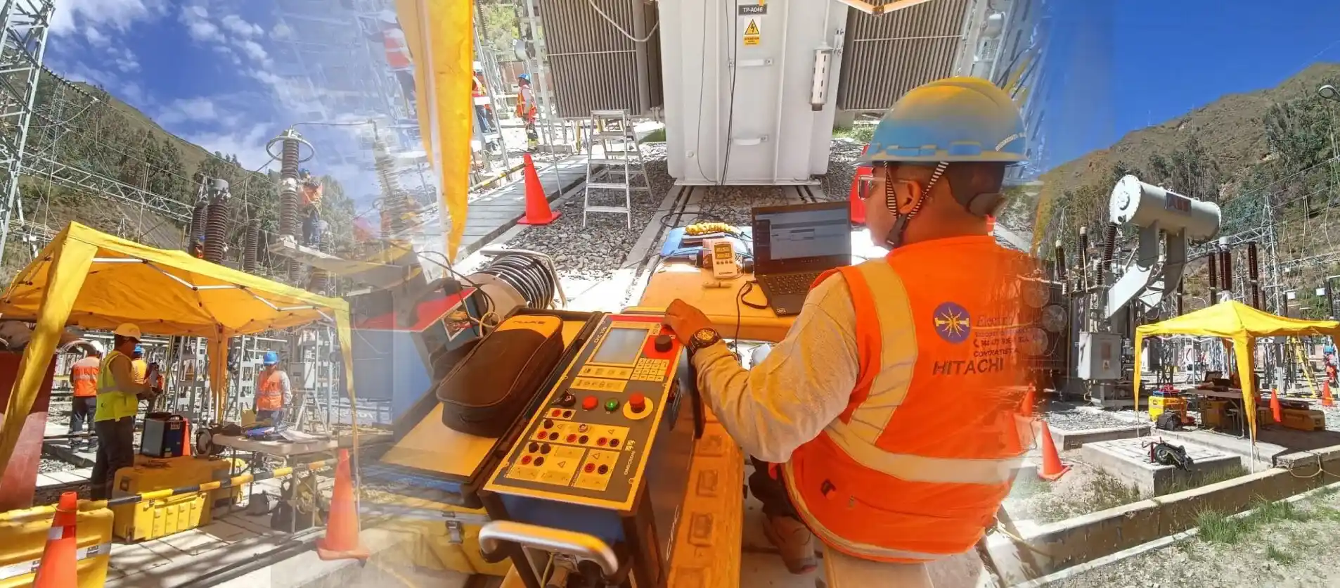 Técnico realizando pruebas eléctricas preventivas en equipo de alta tensión.